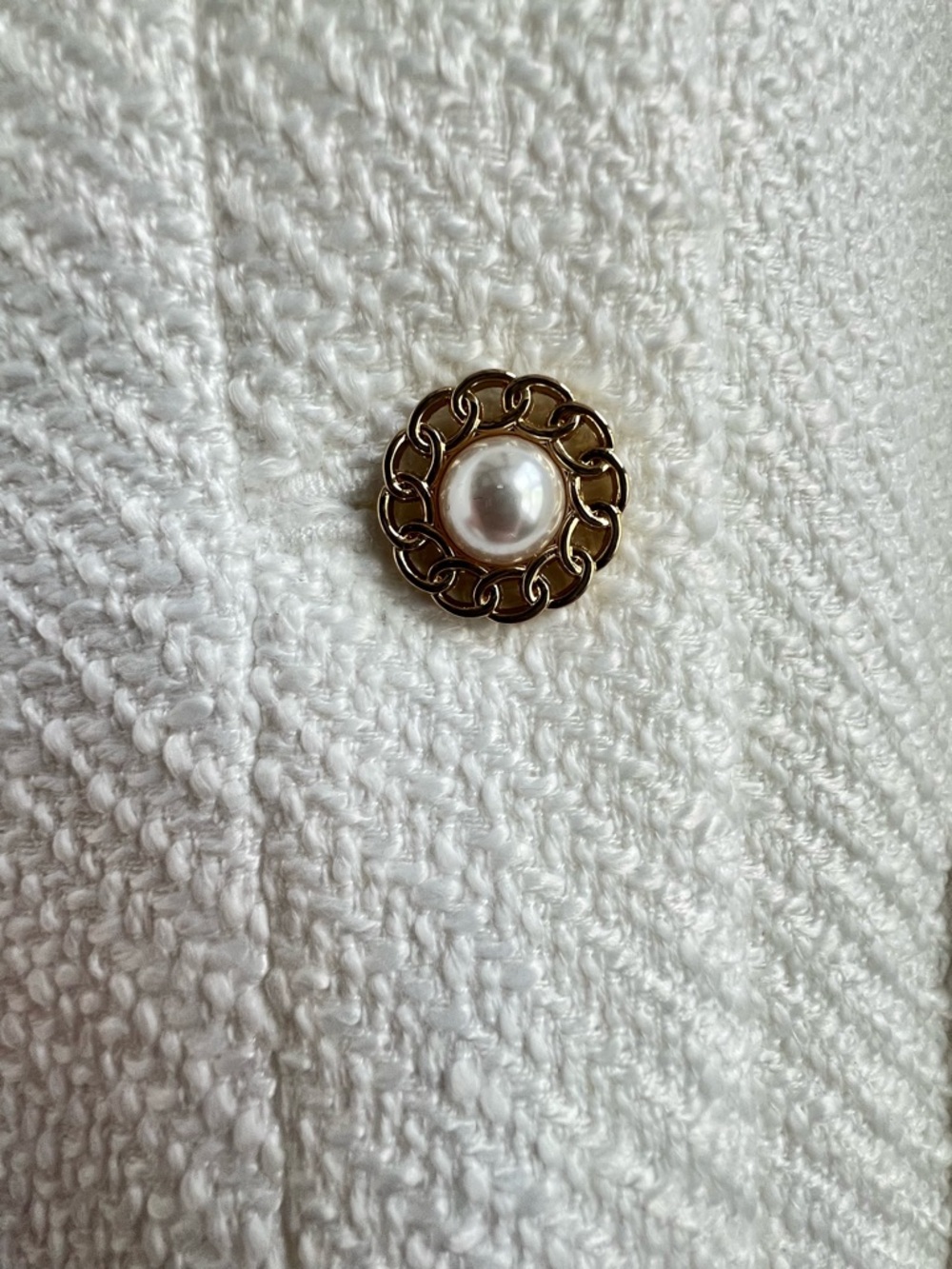 J.Crew Factory Womens Ivory Tweed Lady Jacket BW284 Preppy Pocket 16 Pearl Chain - Picture 9 of 15